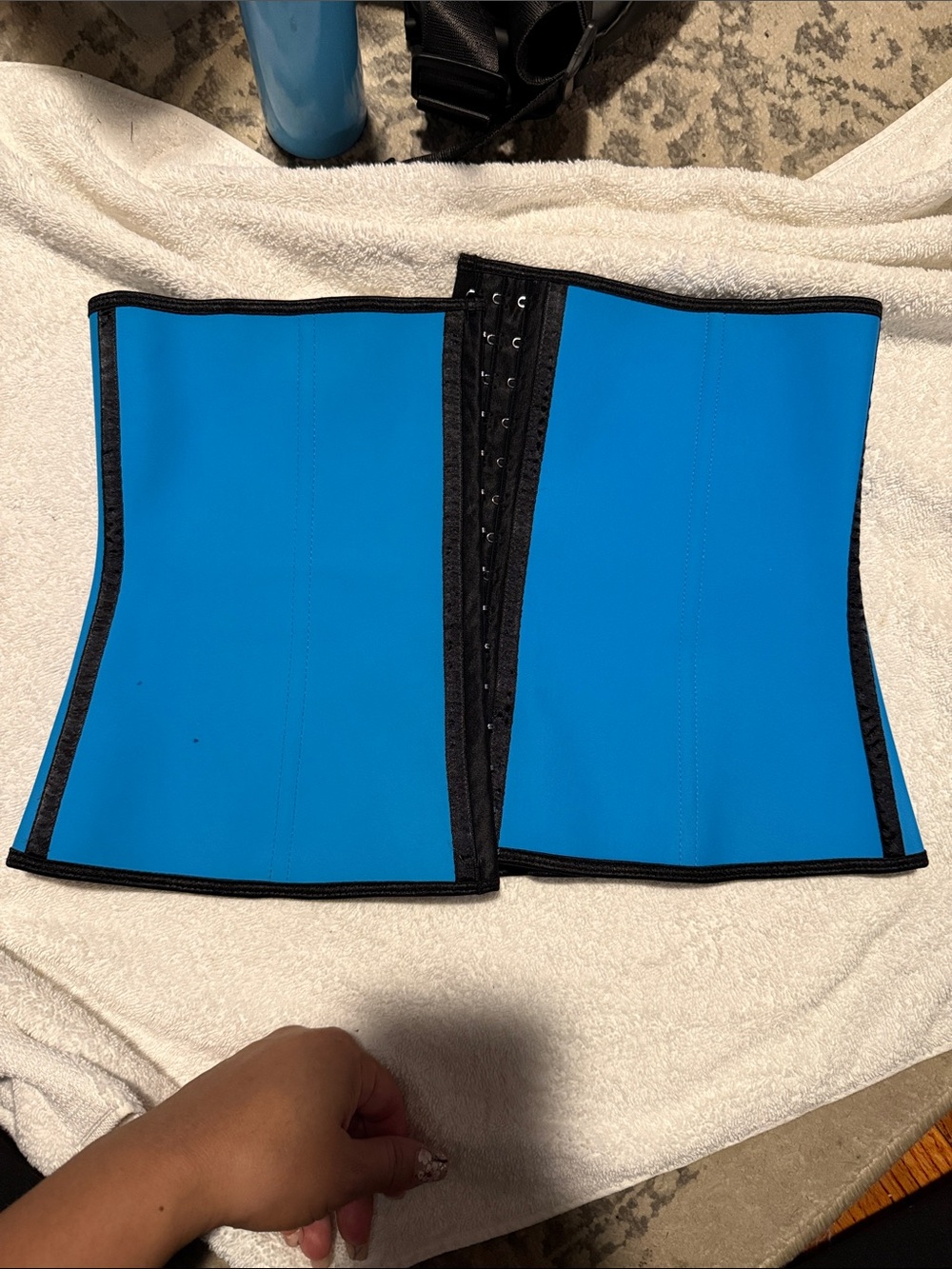 Blue Waist Trainer Corset with Front Hook Closure
